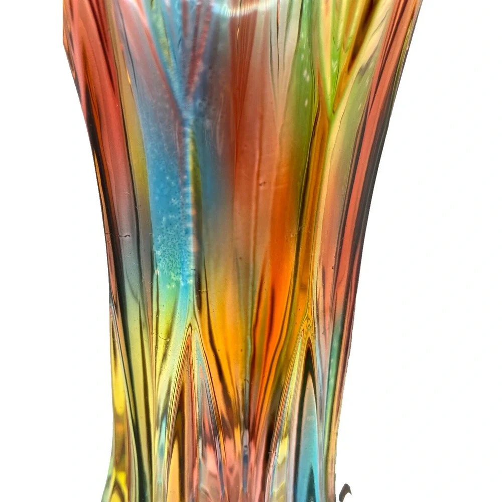 Pre-owned Crystal Glass Colorful Vase Home Decor ONLY